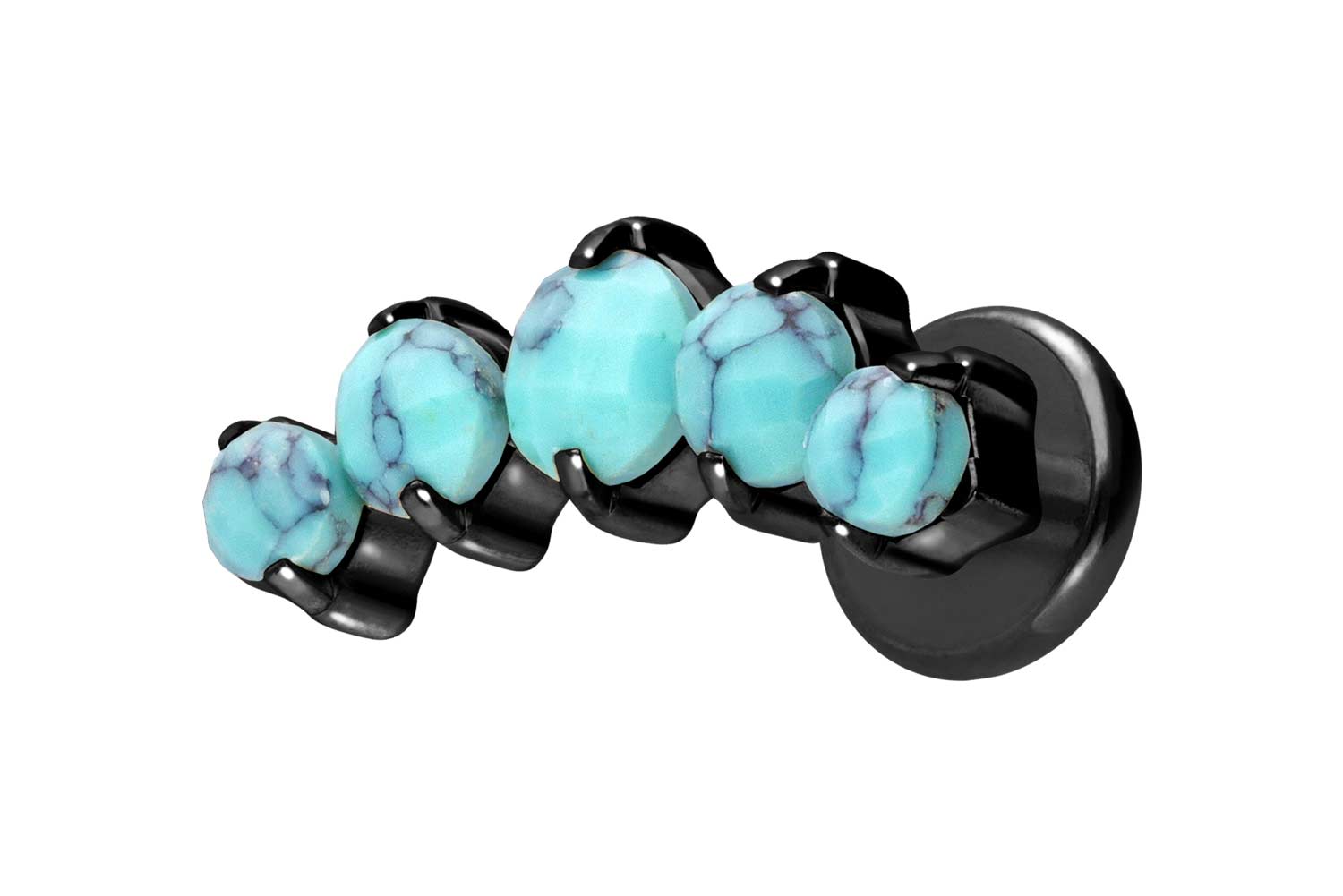 Titan Labret Piercing mit Innengewinde 5 SYNTHETISCHE TÜRKISE